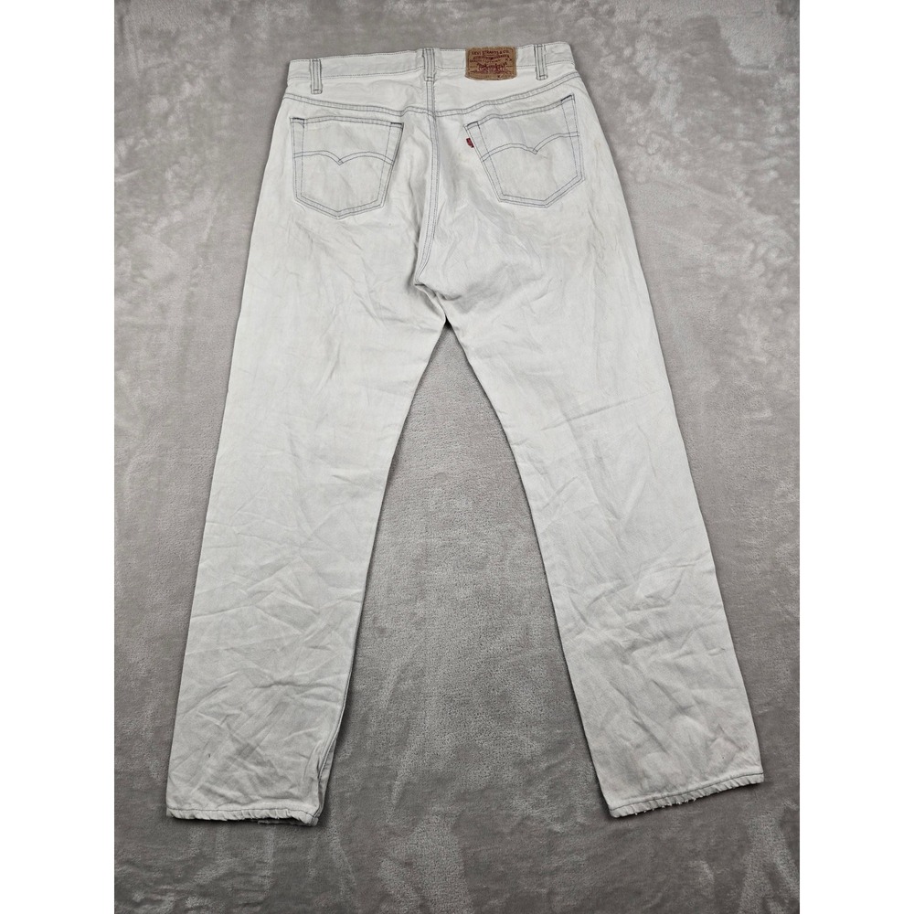 Vintage Levi's 501 Jeans Mens 36x32 Fit 34x32 White Gray Button Fly USA Made 80s